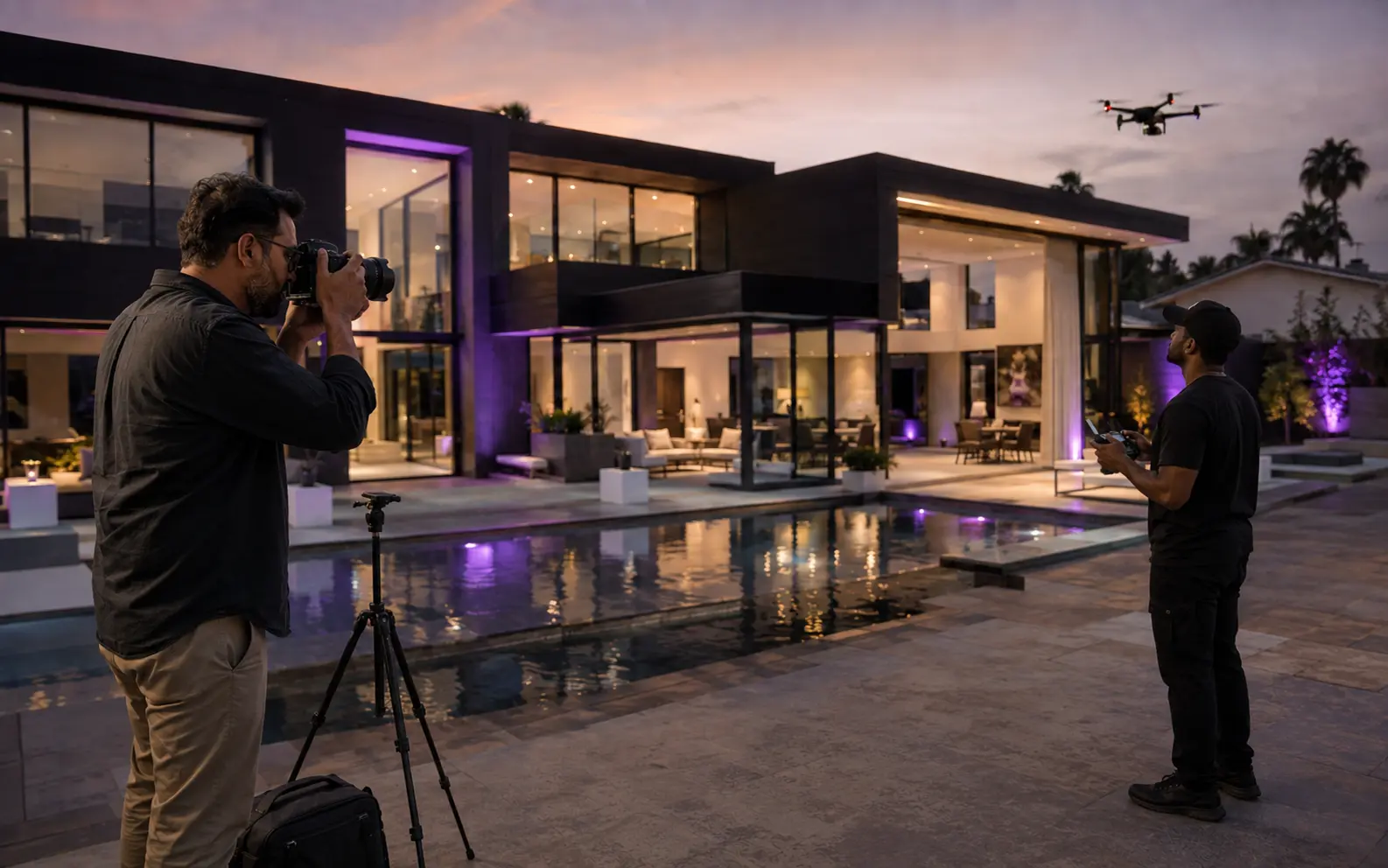 Illustrative real estate photography and video production scene
