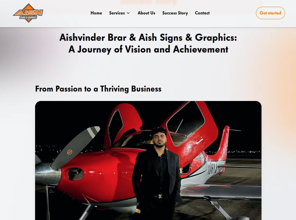 Aish Signs website preview 1