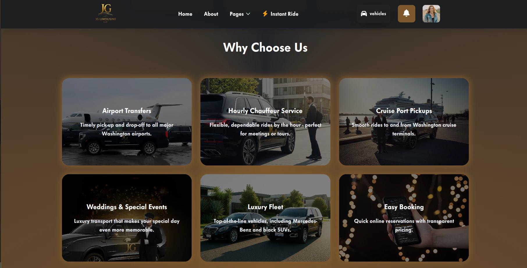 JG Limousine website preview 1