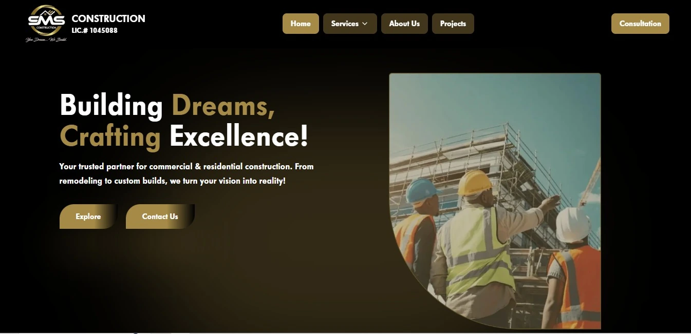 SMS Construction website preview 1
